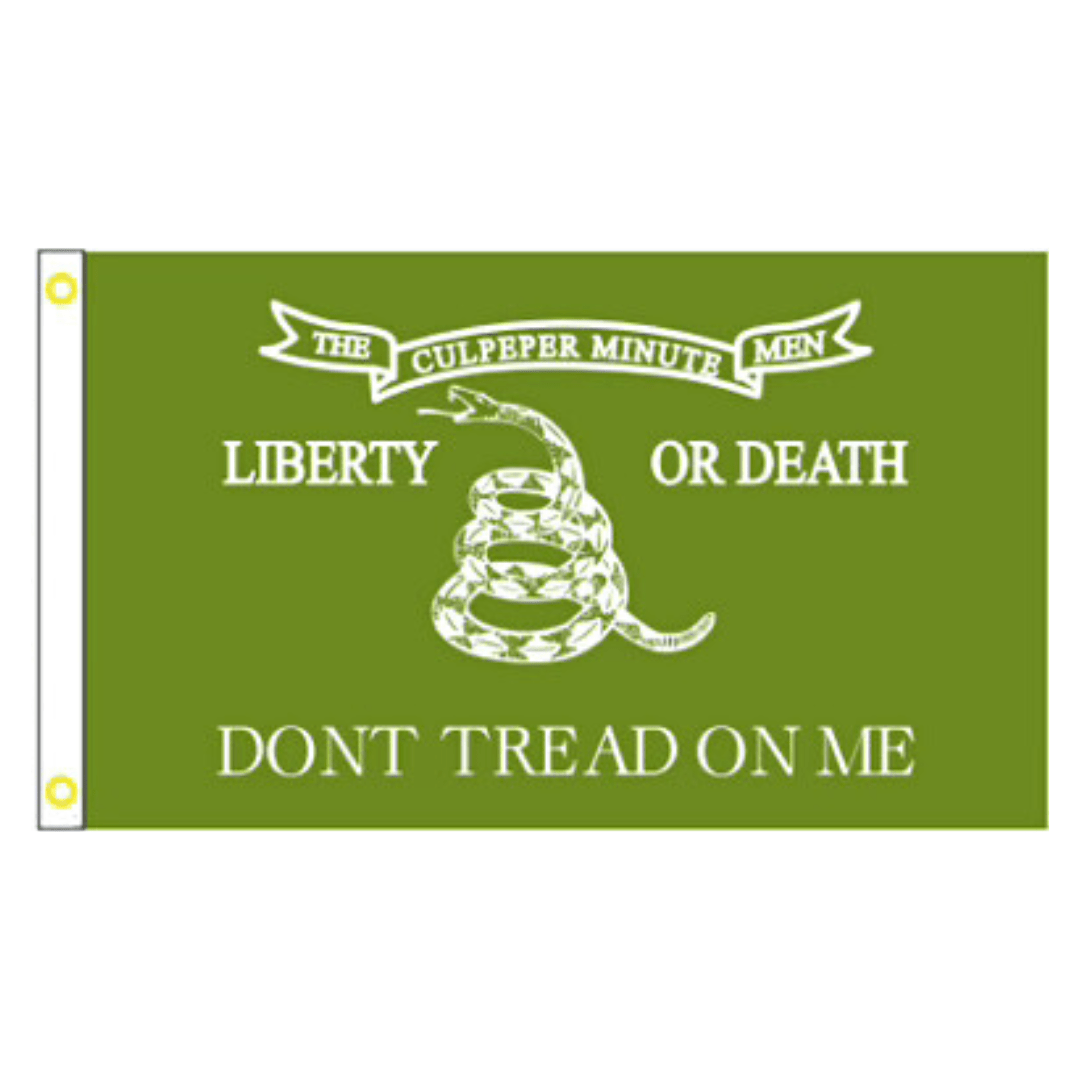 Liberty or Death Culpeper Minutemen (Olive) 3'x5' Flag - PatriotDepot.com