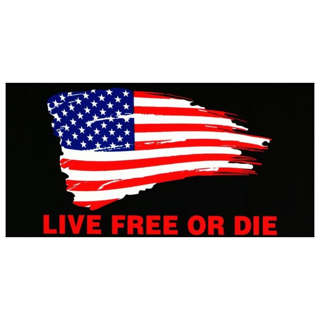 Live Free or Die Flag Weatherproof Sticker - PatriotDepot.com