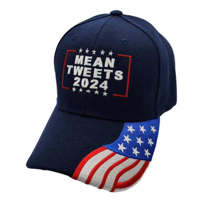 Mean Tweets 2024 Embroidered Hat w/flag bill
