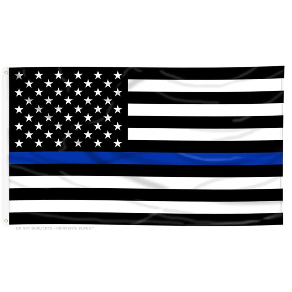 Memorial Thin Blue Line American 3'x5' Flag - PatriotDepot.com