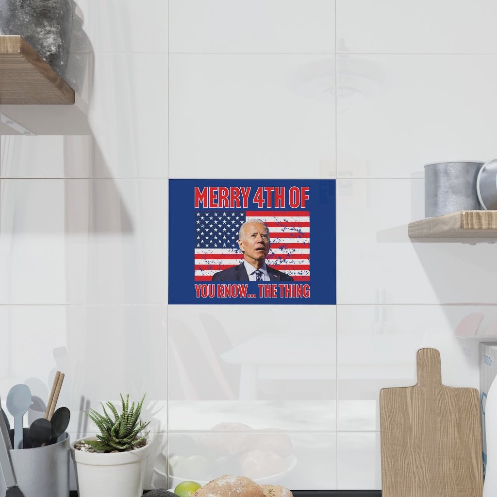 Merry 4th Ceramic Photo Tile - PatriotDepot.com