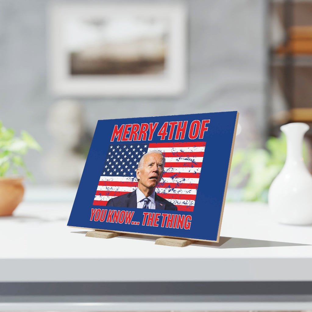 Merry 4th Ceramic Photo Tile - PatriotDepot.com