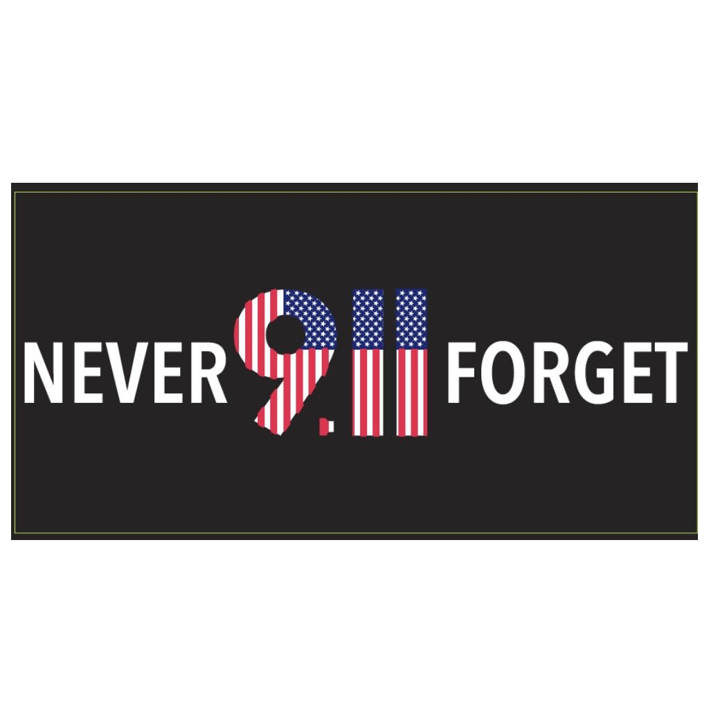 Never Forget 911 Weatherproof Bumper Sticker - PatriotDepot.com