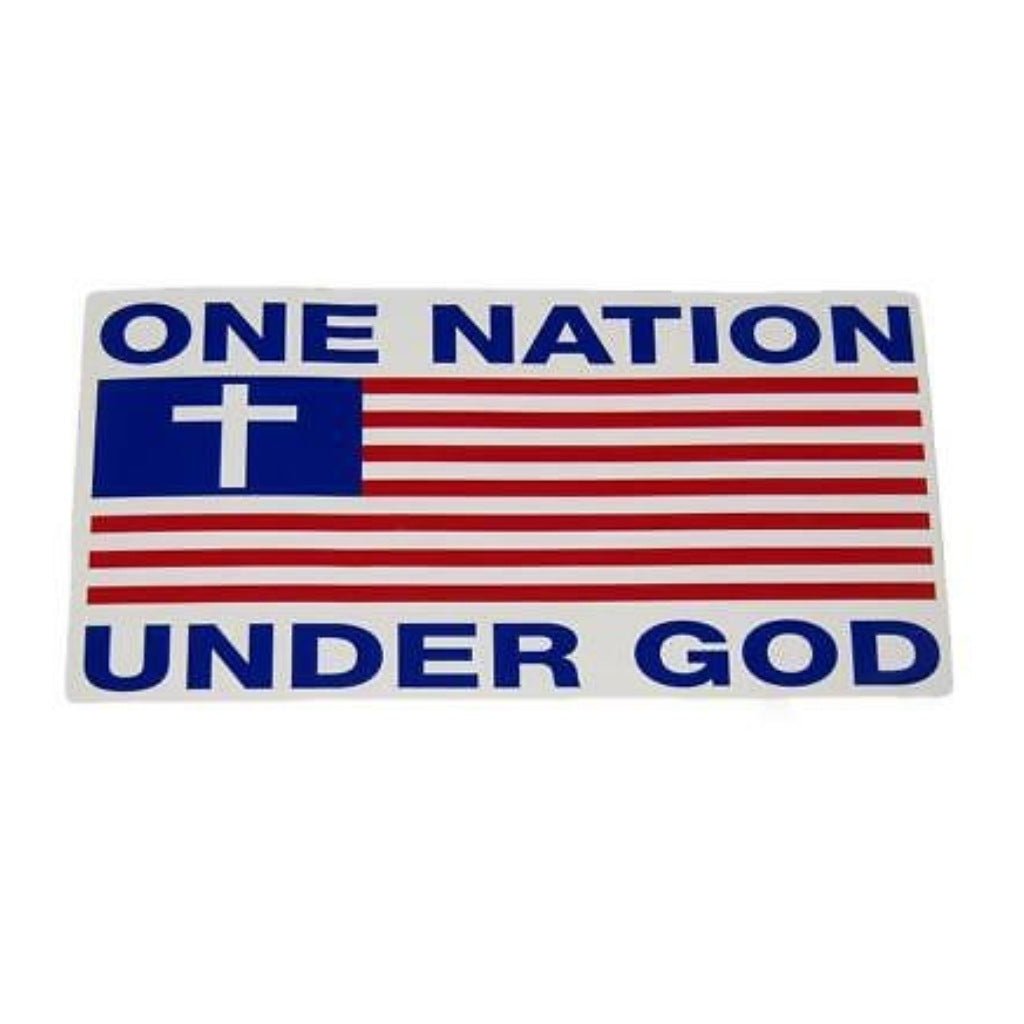 One Nation Under God American Flag and Cross Weatherproof Sticker - PatriotDepot.com