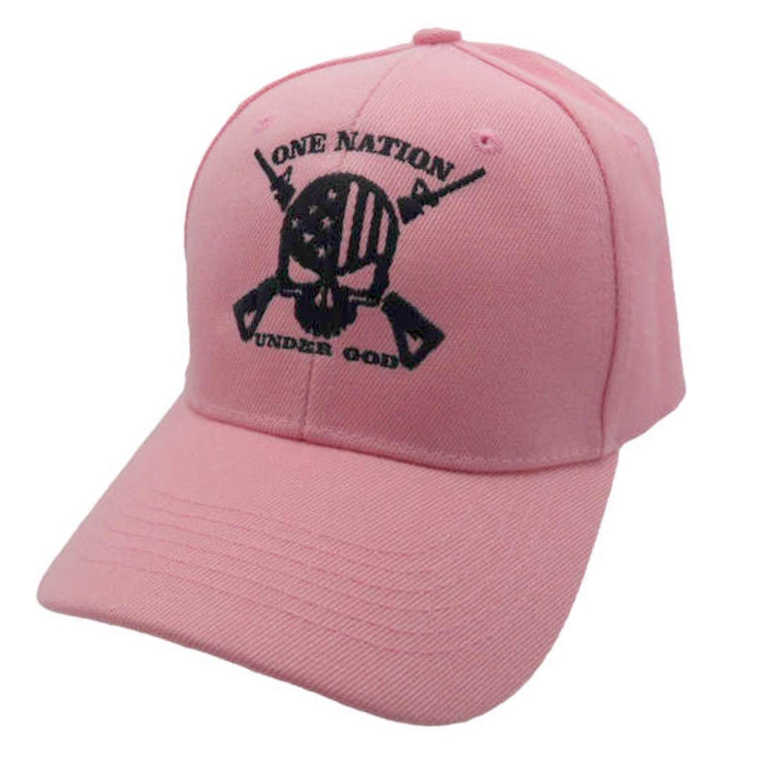 One Nation Under God Skull Embroidered Hat (Pink) - PatriotDepot.com
