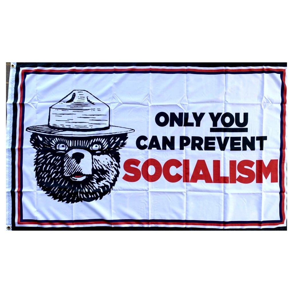 Only You Can Prevent Socialism Bear 3'x5' Flag - PatriotDepot.com