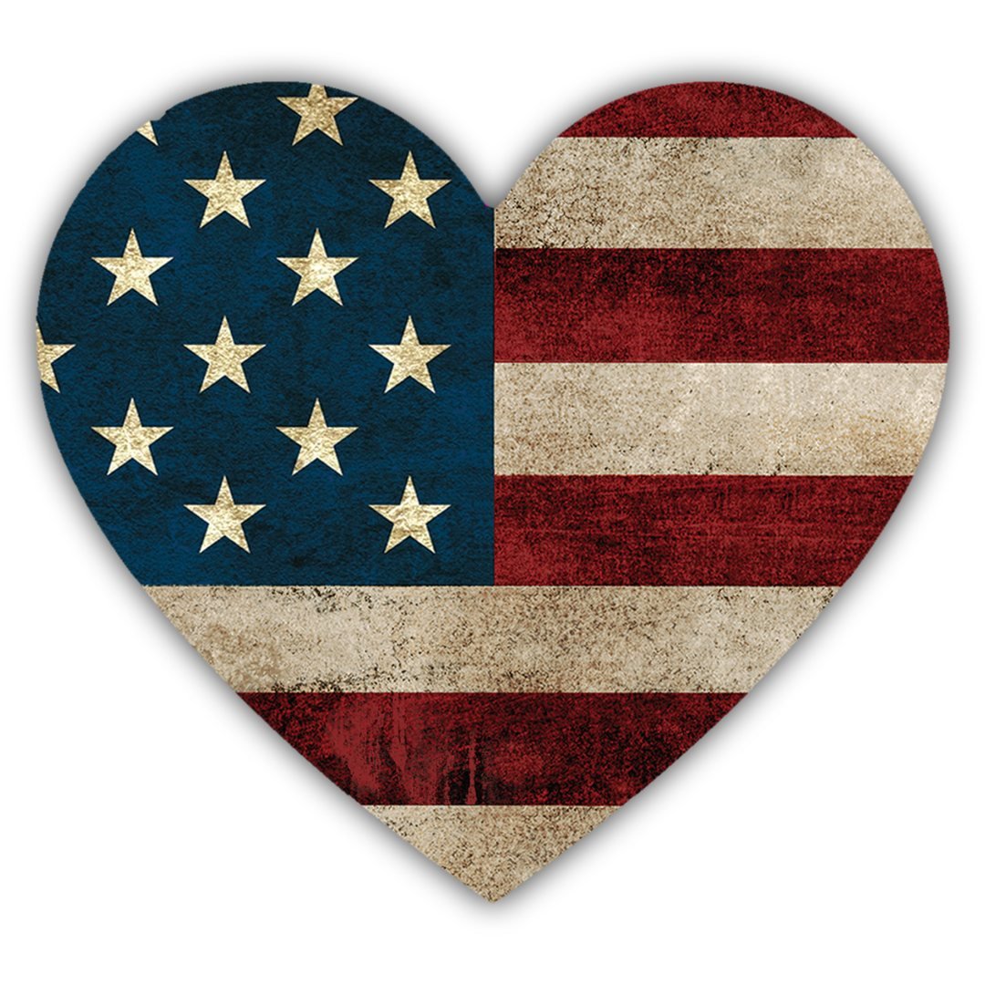 Patriotic American Flag Heart Sticker - PatriotDepot.com