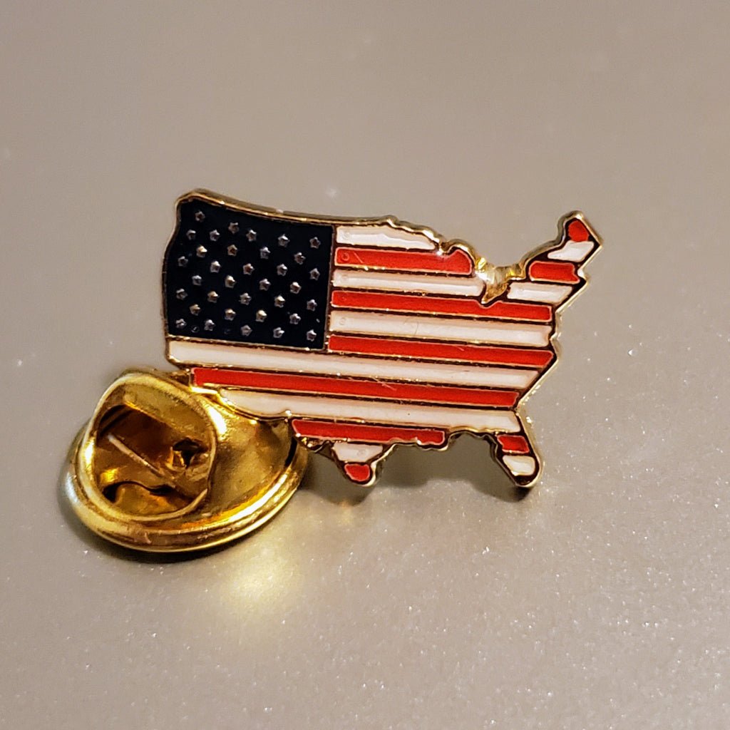 Patriotic Map of America Enamel Pin - PatriotDepot.com