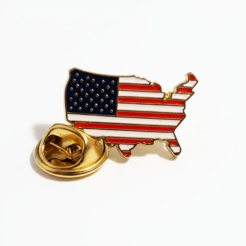 Patriotic Map of America Enamel Pin - PatriotDepot.com