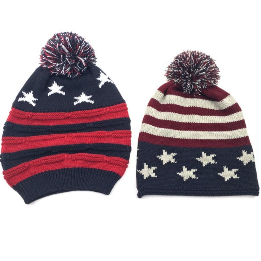 Patriotic Pom - Pom Beanies (2 Styles) - PatriotDepot.com