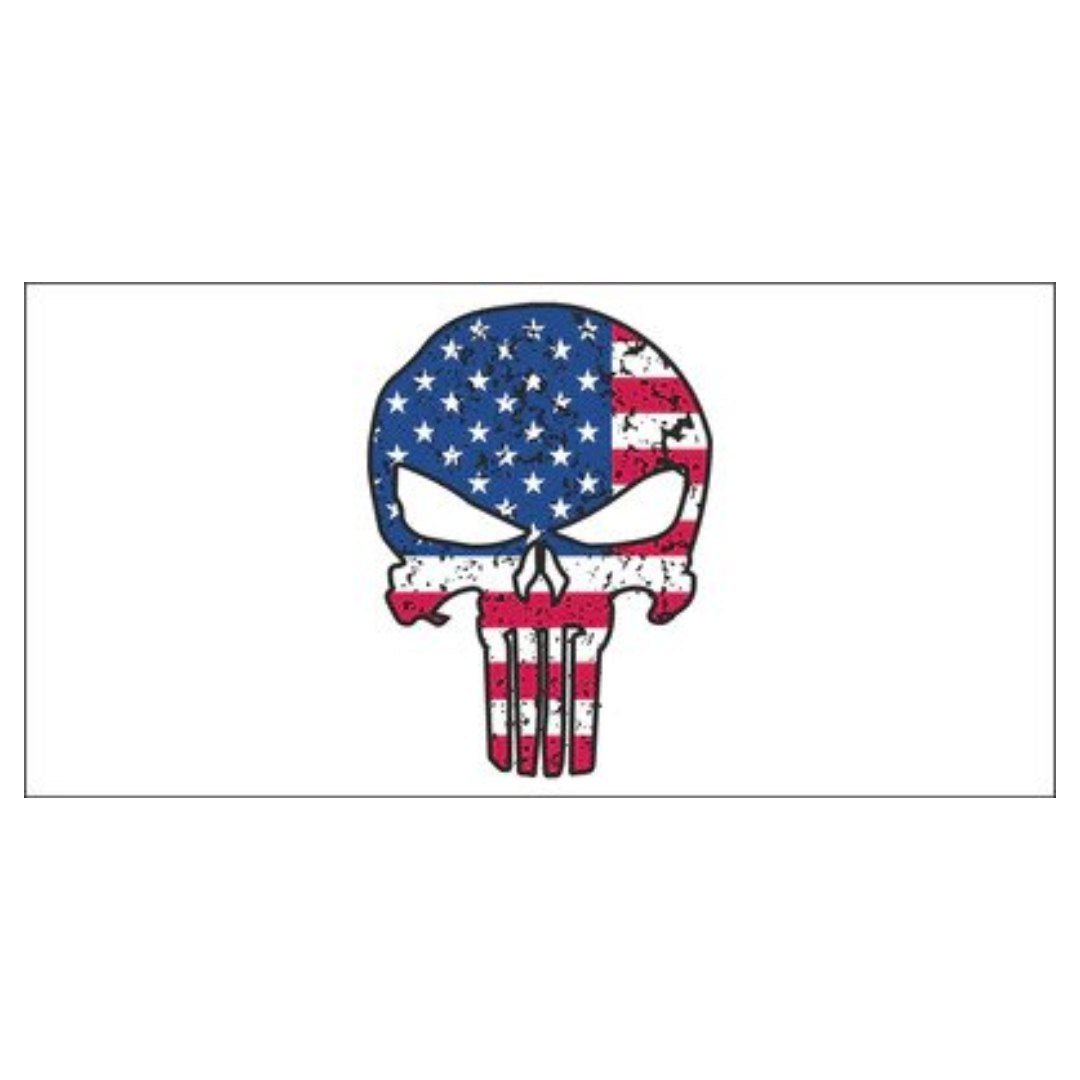 Patriotic Skull Bumper Sticker (White) - PatriotDepot.com