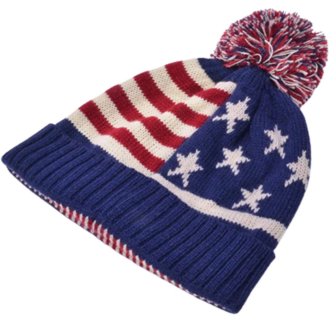 Patriotic Stars & Stripes Pom - Pom Toboggan - PatriotDepot.com