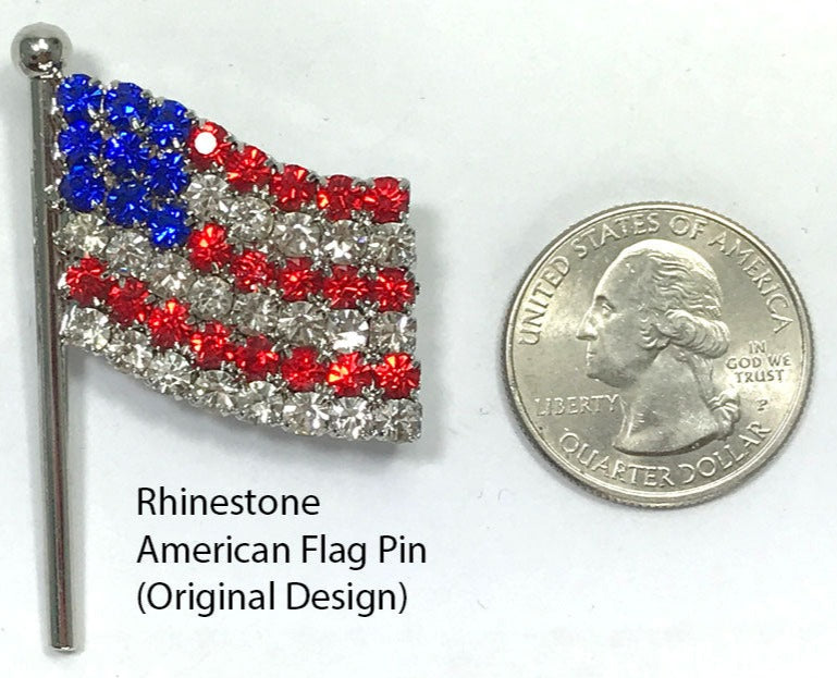 Rhinestone American Flag Brooch (24 handset Austrian crystals)