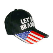 Premium Let's Go Brandon Hat with Embroidered Flag Bill (Black) - PatriotDepot.com