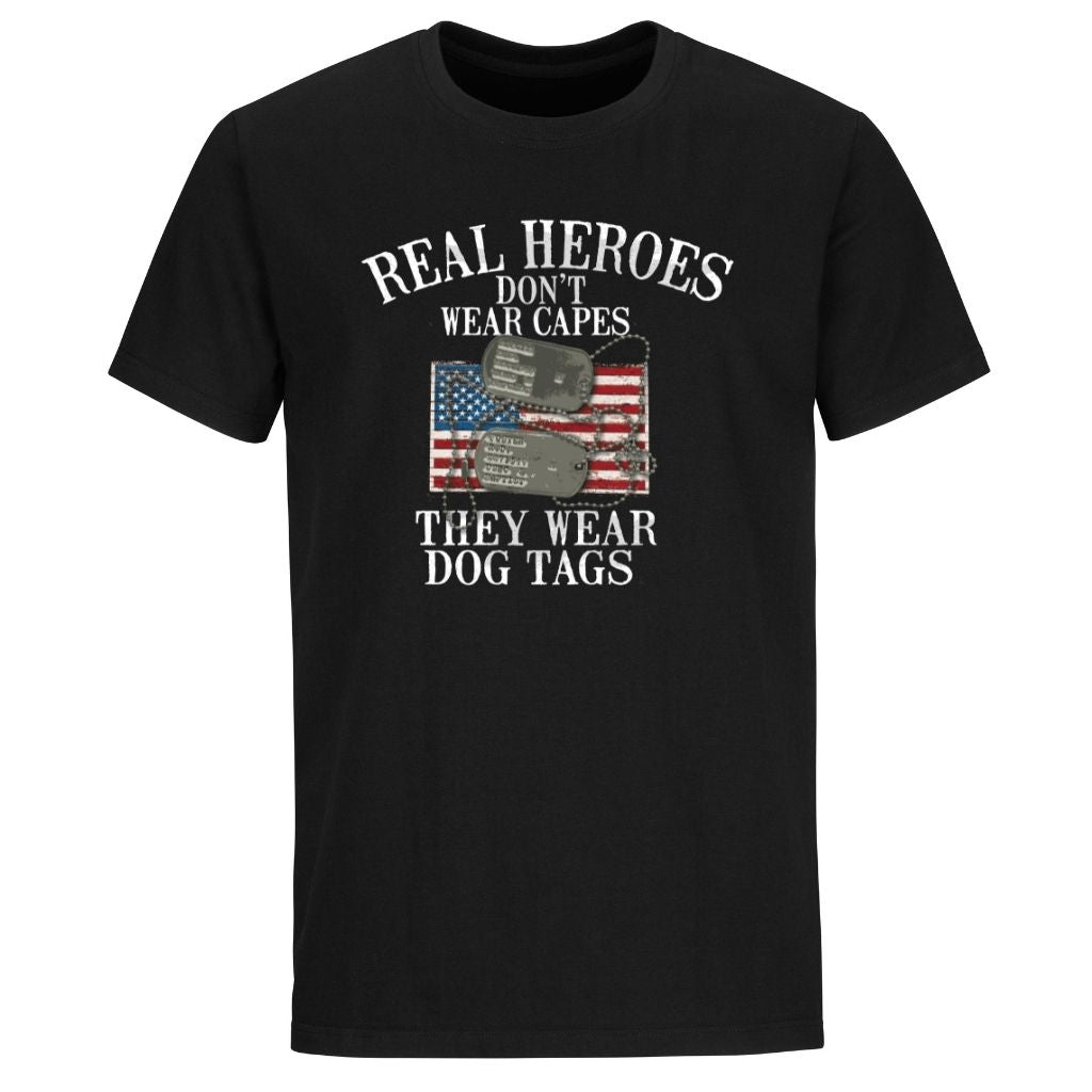 Real Heroes Don't Wear Capes T-Shirt - PatriotDepot.com