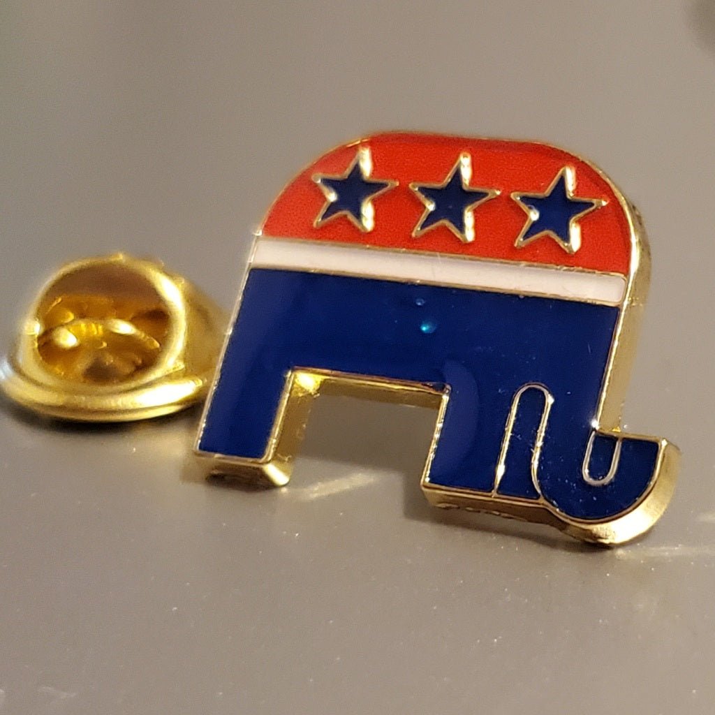 Republican - GOP Logo Elephant Enamel Pin (Gold Plated) - PatriotDepot.com