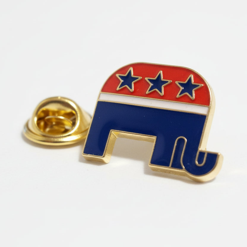 Republican - GOP Logo Elephant Enamel Pin (Gold Plated) - PatriotDepot.com