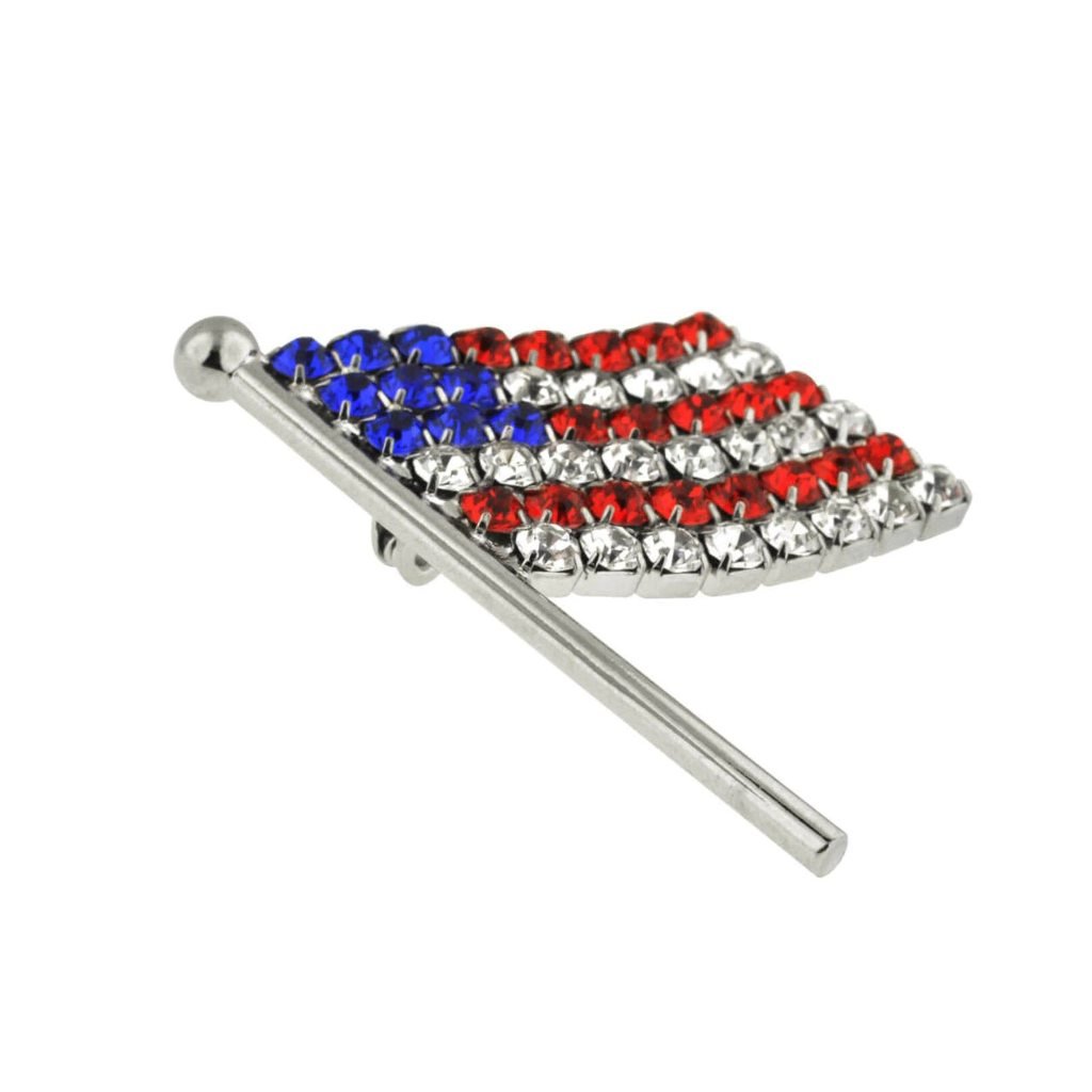 Rhinestone American Flag Brooch (24 handset Austrian crystals) - PatriotDepot.com