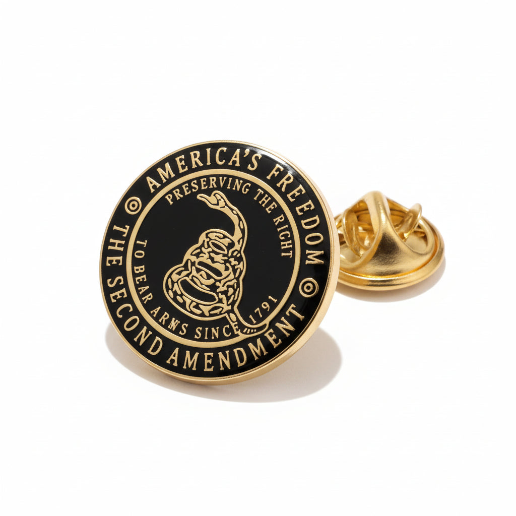 Second Amendment Gadsden Enamel Pin - PatriotDepot.com