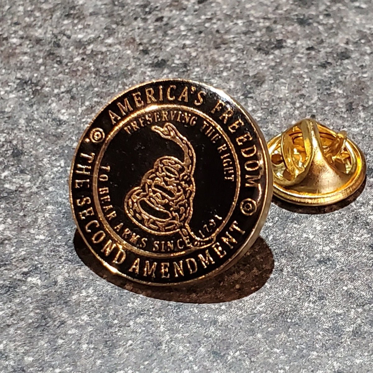 Second Amendment Gadsden Enamel Pin - PatriotDepot.com