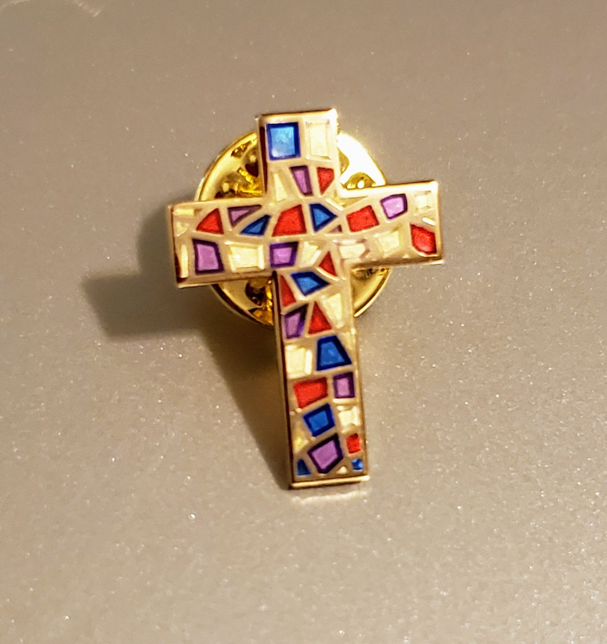 Stained Glass Cross Cloisonné Lapel Pin - PatriotDepot.com
