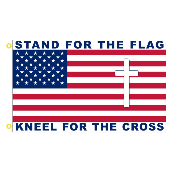 Stand for the Flag, Kneel for the Cross 3'x5' Flag