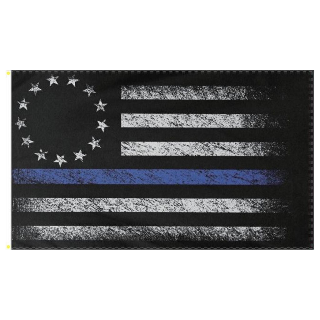 Thin Blue Line Betsy Ross Distressed 3'x5' Flag - PatriotDepot.com