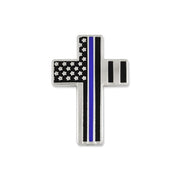 Thin Blue Line Cross Lapel Pin - PatriotDepot.com