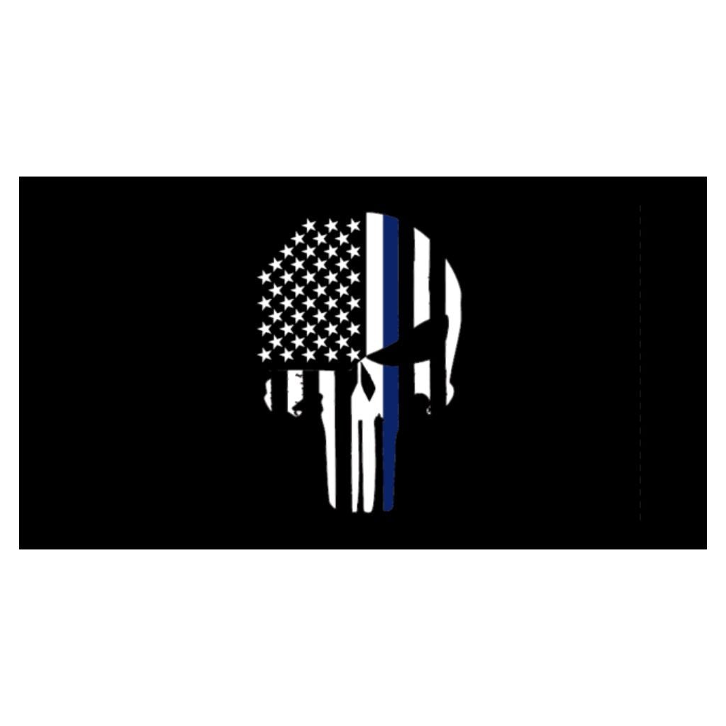 Thin Blue Line Skull Bumper Sticker - PatriotDepot.com