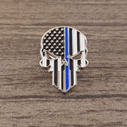 Thin Blue Line Skull Lapel Pin (Nickel Plated) - PatriotDepot.com