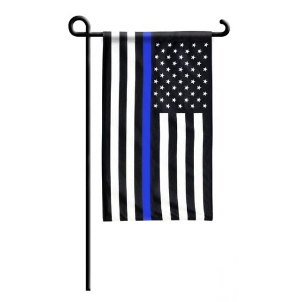 Thin Blue Line USA 12"x18" Garden Flag (embroidered stars) - PatriotDepot.com
