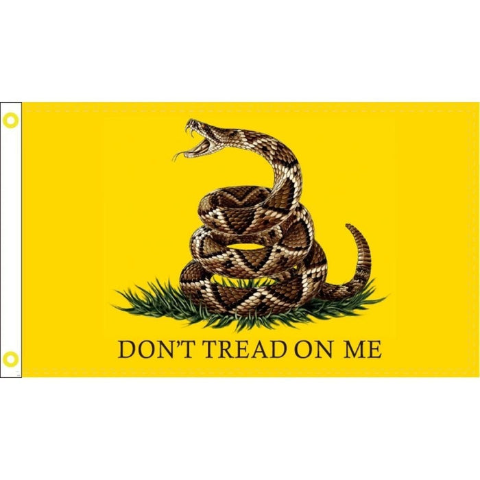 Traditional Gadsden Live Rattlesnake Don't Tread on Me 3'x5' Flag