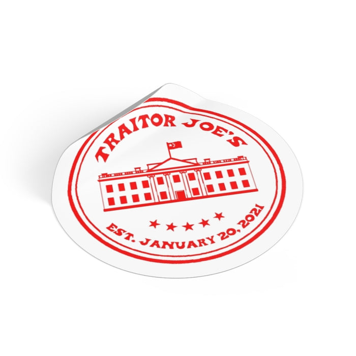 Traitor Joe's 4-inch round sticker
