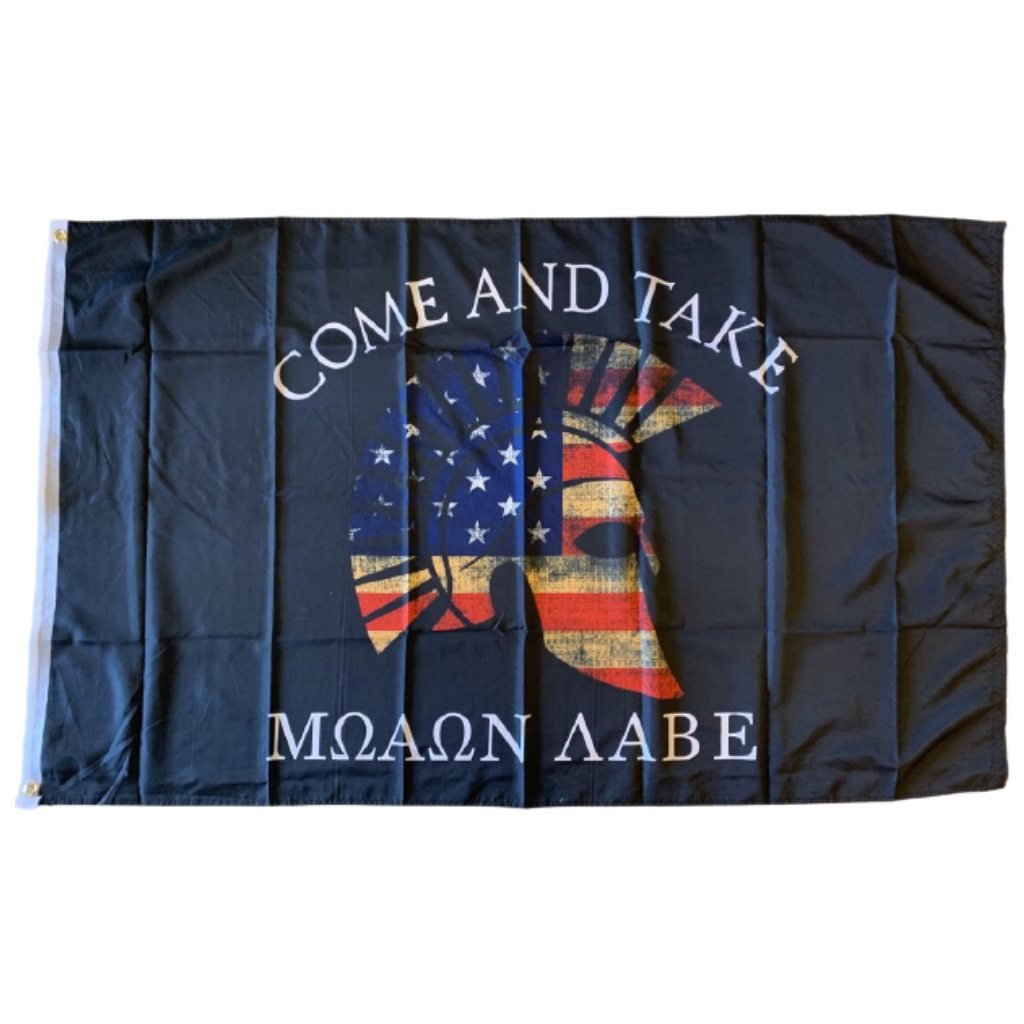 Trojan Crest USA Molon Labe 3'x5' Flag - PatriotDepot.com