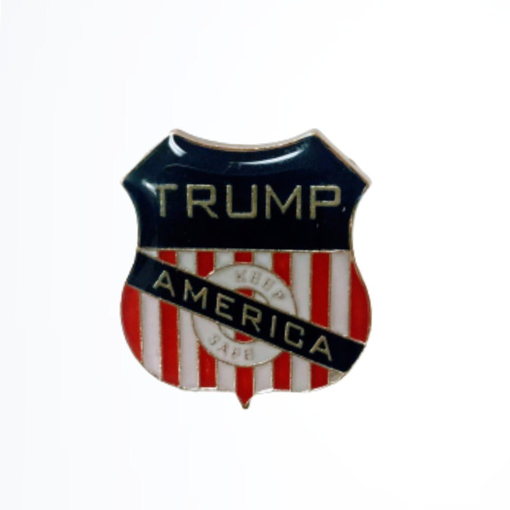 Trump Keep America Safe Shield Lapel Pin (Gold Plated) - PatriotDepot.com
