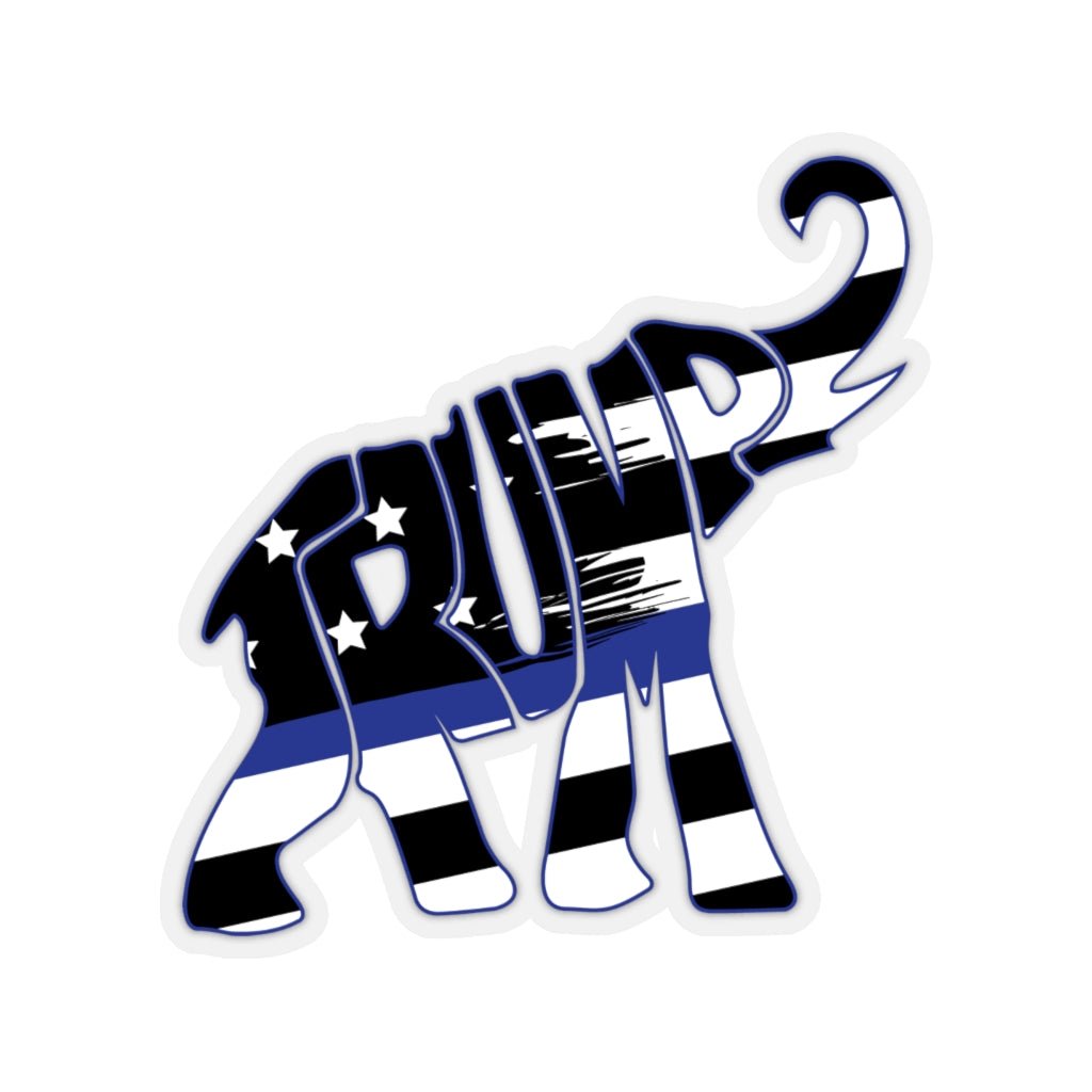 Trump Thin Blue Line Elephant Kiss - Cut Stickers (4 sizes) - PatriotDepot.com