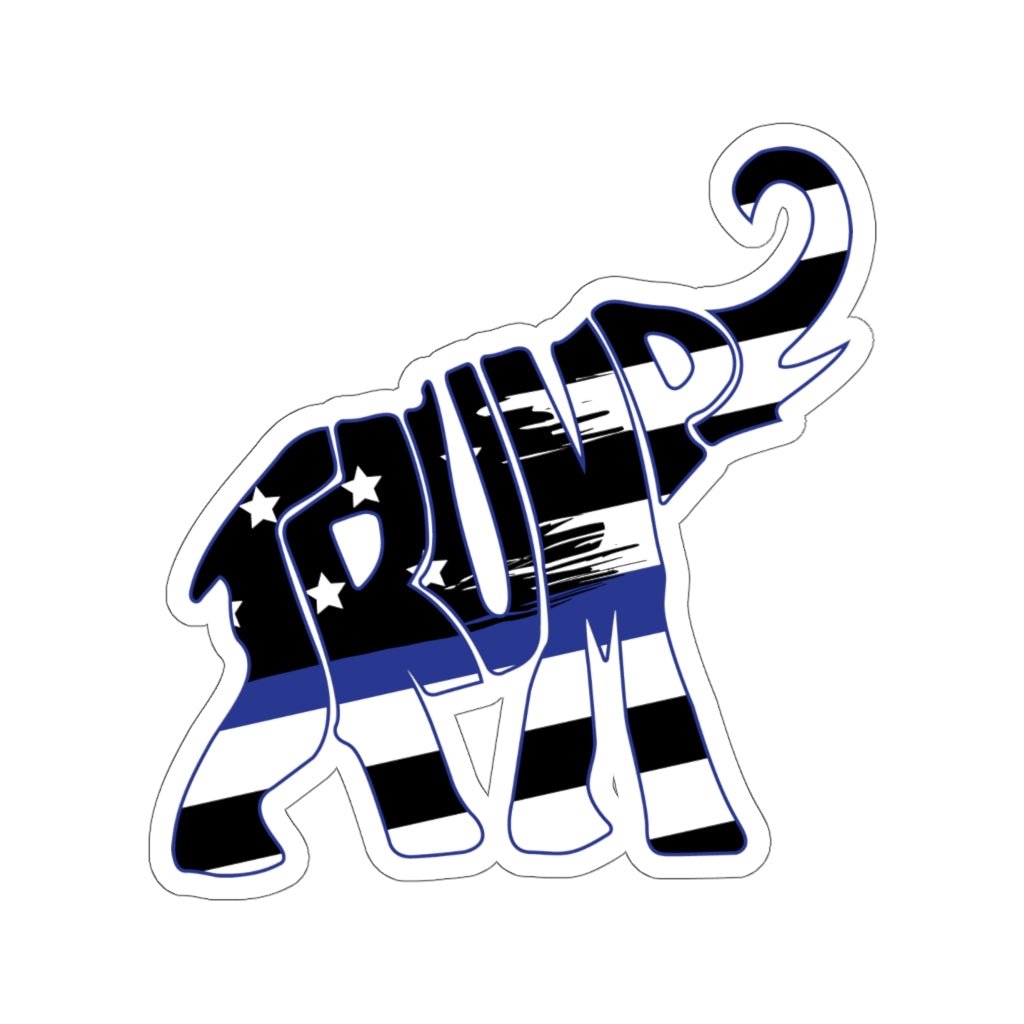 Trump Thin Blue Line Elephant Kiss - Cut Stickers (4 sizes) - PatriotDepot.com