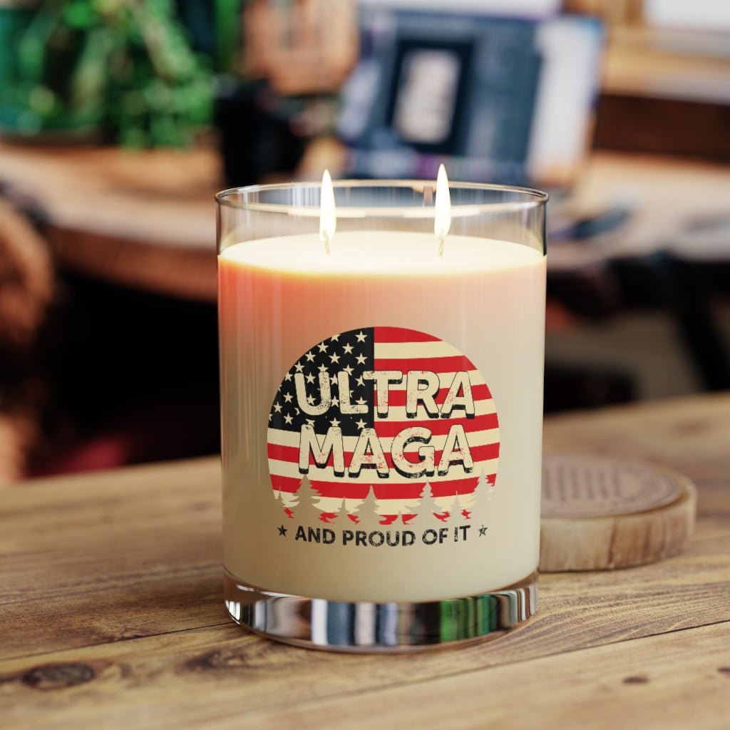 Ultra MAGA And Proud Of It Scented Candle - Full Glass, 11oz (3 scents) - PatriotDepot.com