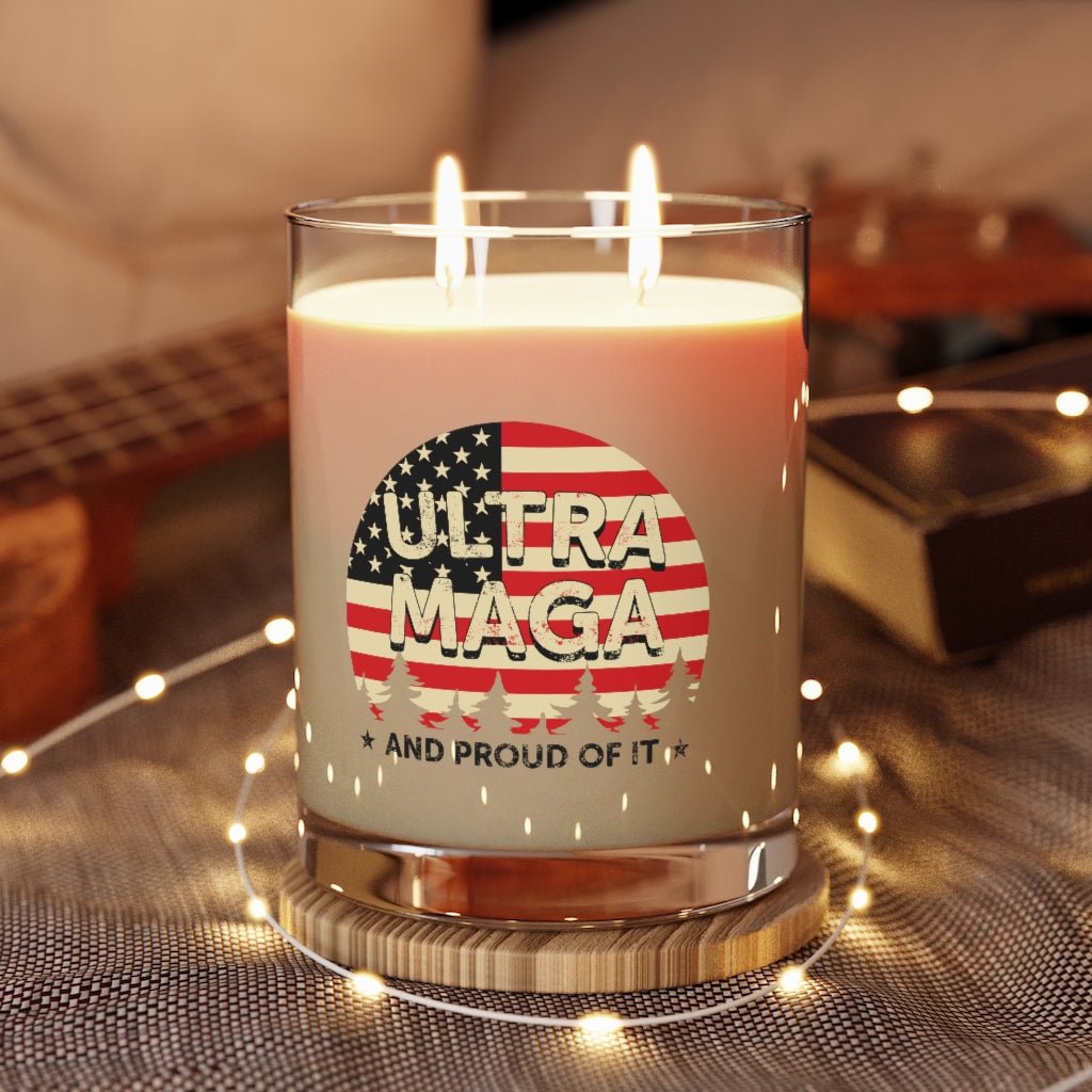 Ultra MAGA And Proud Of It Scented Candle - Full Glass, 11oz (3 scents) - PatriotDepot.com