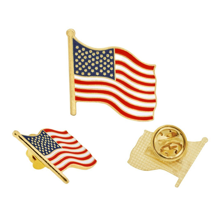 United States American Flag Gold Plated Pin