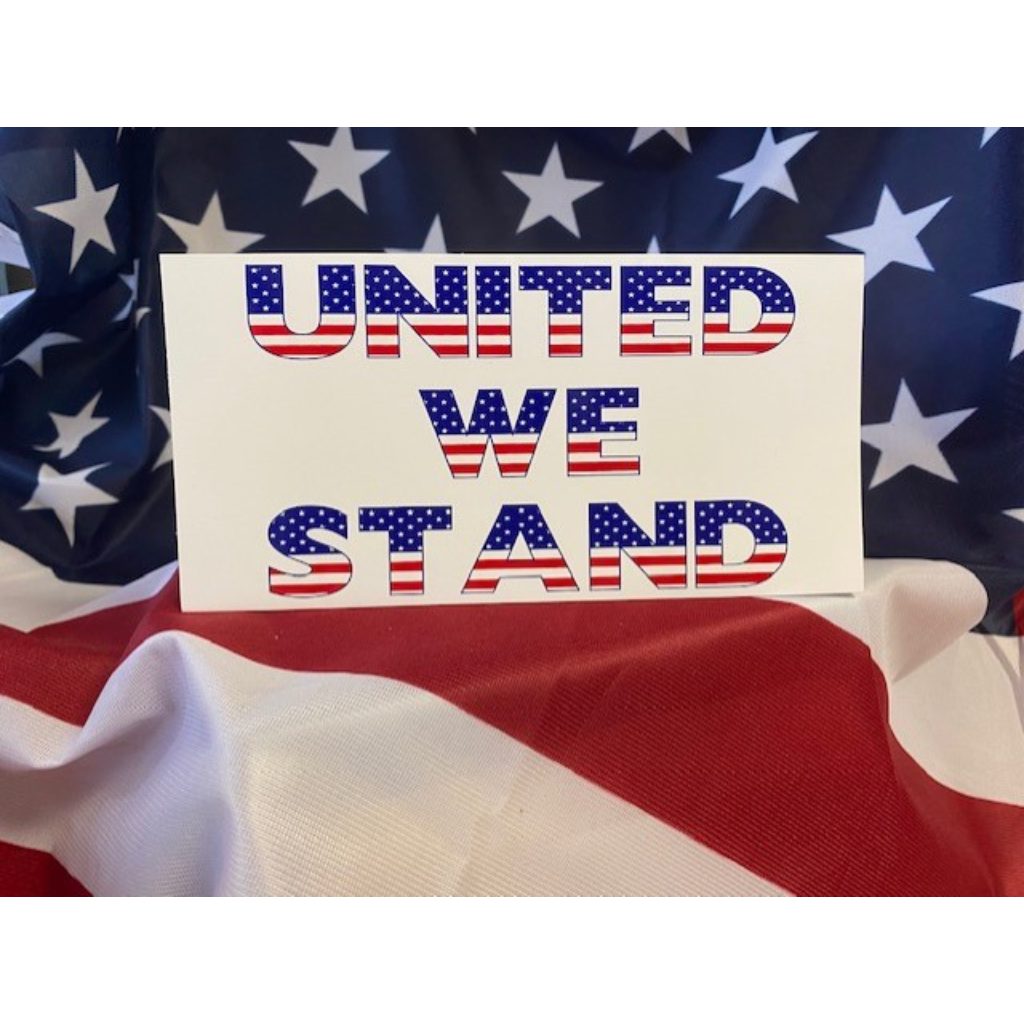 United We Stand Patriotic Bumper Sticker - PatriotDepot.com