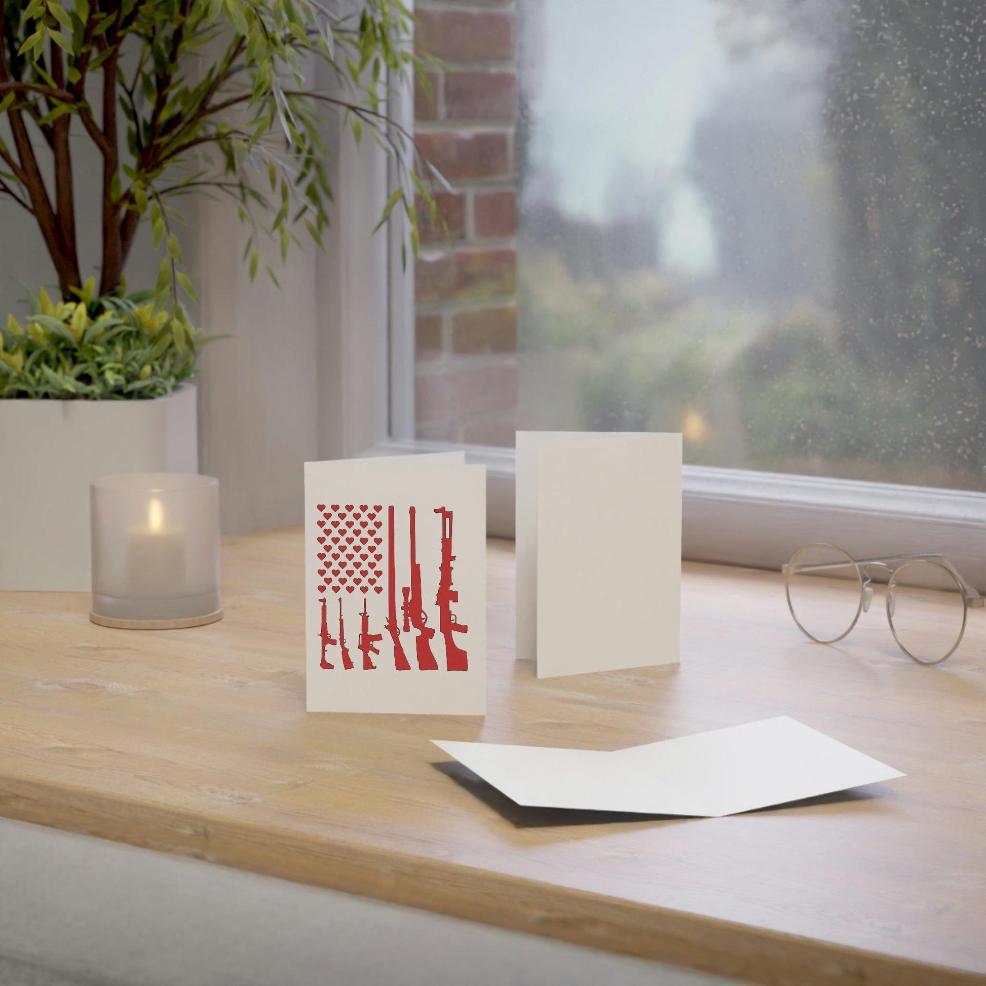 Valentine's Gun Flag Greeting Cards (1, 10, 30, and 50pcs) - PatriotDepot.com