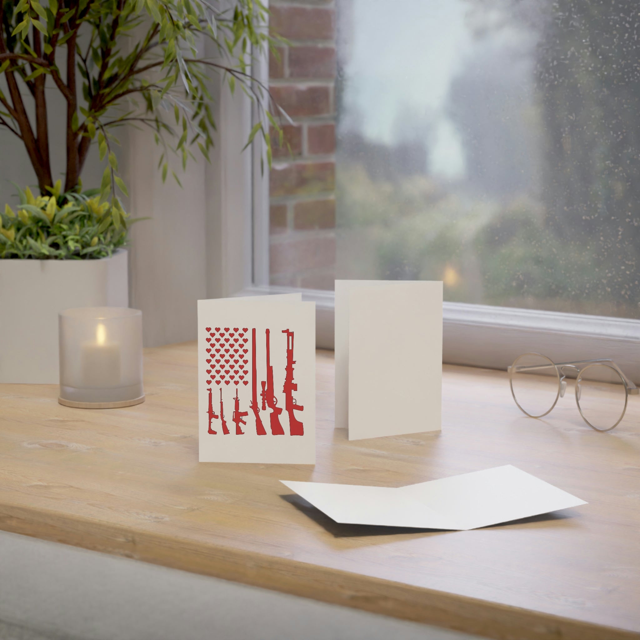 Valentine's Gun Flag Greeting Cards (1, 10, 30, and 50pcs) - PatriotDepot.com