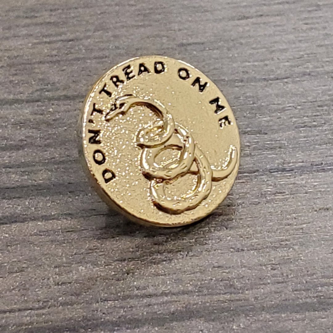 Vintage Don't Tread On Me Gadsden Round Lapel Pin - PatriotDepot.com