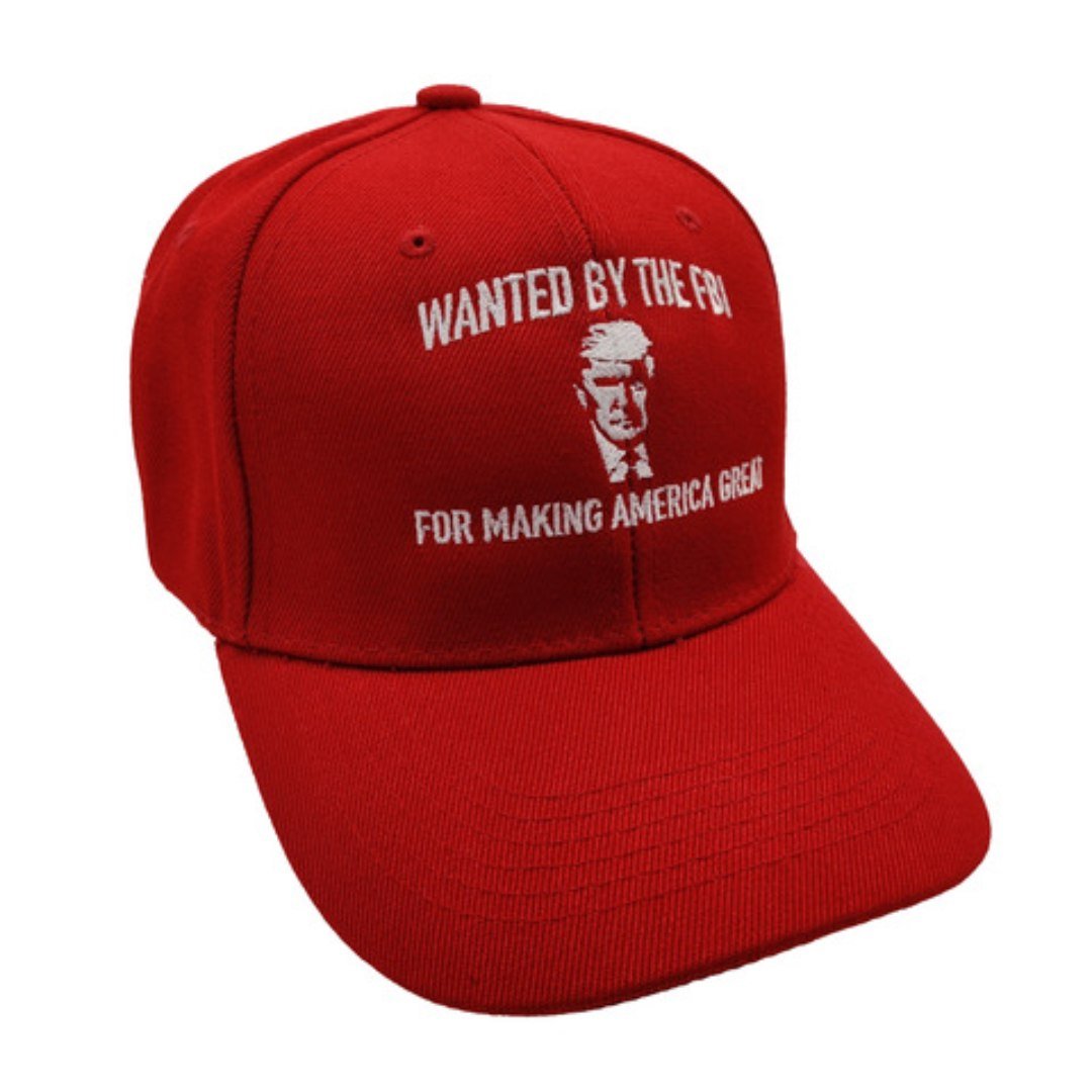 Wanted by the FBI for Making America Great Again Embroidered Hat (Red) - PatriotDepot.com