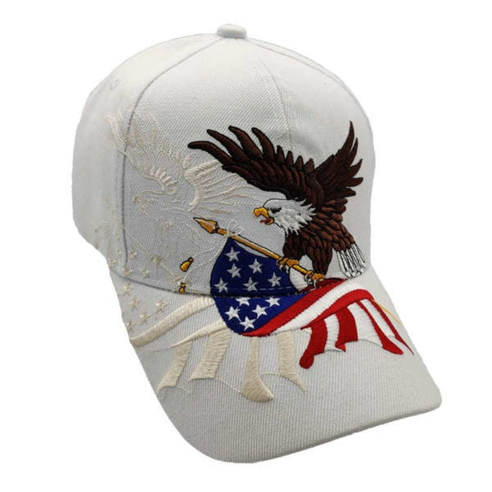 American Flying Eagle Shadow Custom Embroidered Hat (White)